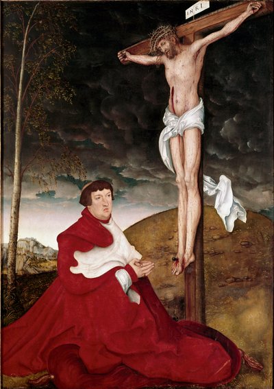 Cardinale Alberto di Brandeburgo che adora il Crocifisso da Lucas the Elder Cranach