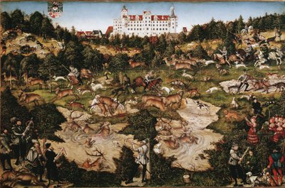 Caccia in onore di Carlo V al castello di Torgau da Lucas the Elder Cranach