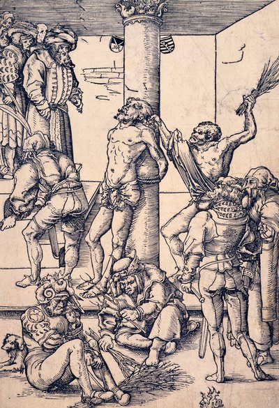 Passione di Cristo: la flagellazione, di Lucas Cranach il Vecchio (1472-1553), xilografia da Lucas the Elder Cranach