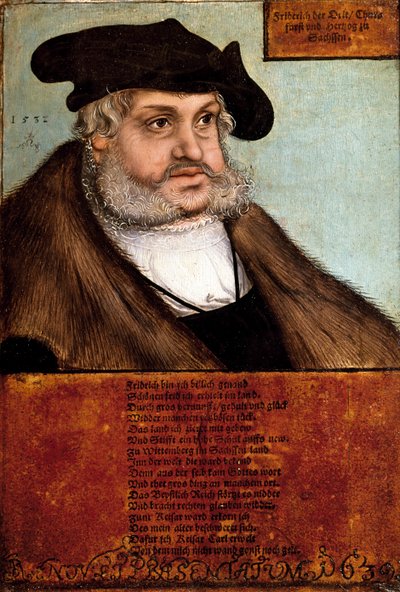 Ritratto di Federico III il Saggio, Gran Elettore di Sassonia da Lucas the Elder Cranach