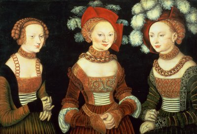 Tre principesse di Sassonia, Sibylla, Emilia e Sidonia, figlie del Duca Heinrich di Frommen, c.1535 da Lucas the Elder Cranach