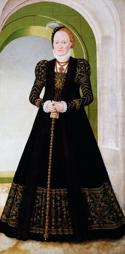 Anna di Danimarca, moglie del Principe Elettore Augusto di Sassonia da Lucas the Younger Cranach