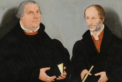 Martin Lutero (1483-1546) e Philipp Melantone (1497-1560) da Lucas the Younger Cranach