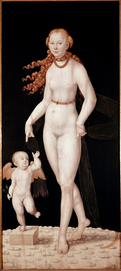 Venere e Cupido. Dipinto di Lucas Cranach il Giovane, circa 1540. Monaco, Alte Pinakothek da Lucas the Younger Cranach