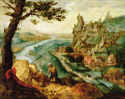 San Girolamo in un paesaggio da Lucas van (c.1490 c.1570) Gassel