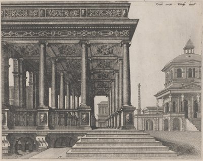 Sala con colonne ioniche da Lucas van Doetechum and Johannes