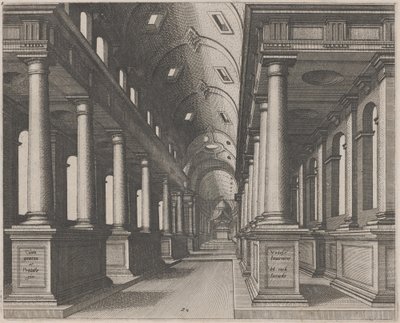 Vista interna di una chiesa con volta a botte da Lucas van Doetechum and Johannes