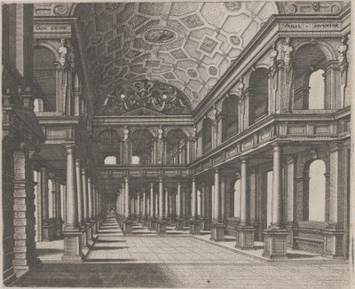 Vista in una sala con colonne toscane da Lucas van Doetechum and Johannes