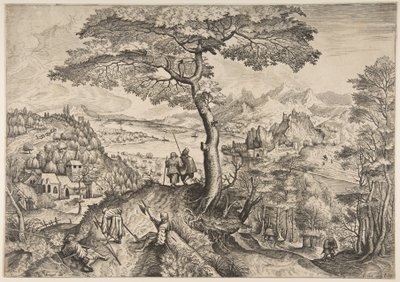 Soldati a riposo Milites Requiescentes da I grandi paesaggi, ca. 1555-56 da Lucas van Doetecum