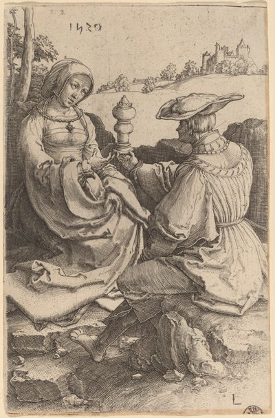 Un Nobile e una Signora Seduti in un Paesaggio da Lucas van Leyden