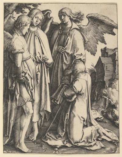 Abramo e tre angeli, ca. 1513 da Lucas van Leyden