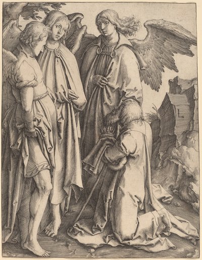 Abramo e i tre angeli da Lucas van Leyden