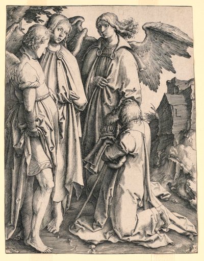 Abramo e i tre angeli da Lucas van Leyden