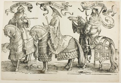 Achaz, Ezechia, Manasse, tavola quattro, da I dodici re di Israele da Lucas van Leyden