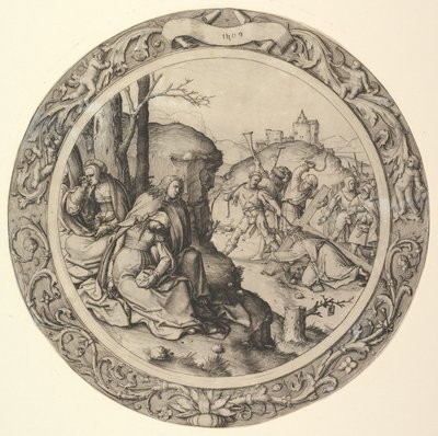 Cristo che porta la croce, dalla Passione Circolare, 1509 da Lucas van Leyden
