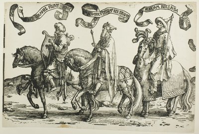 Davide, Salomone, Roboamo, tavola uno, da I dodici re di Israele da Lucas van Leyden