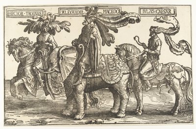 Gli eroi Ettore di Troia, Alessandro Magno e Giulio Cesare da Lucas van Leyden