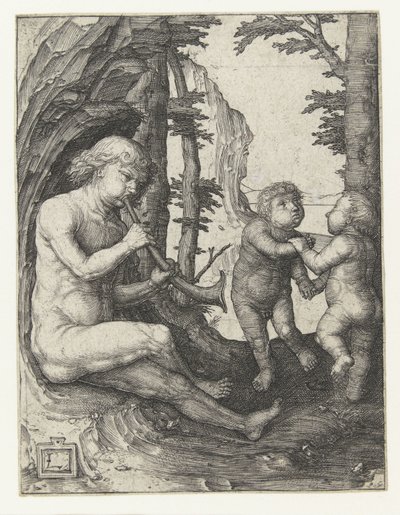 Ragazzo con strumento a fiato da Lucas van Leyden