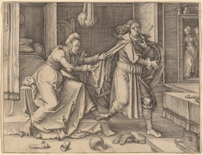 Giuseppe fugge dalla moglie di Potifar da Lucas van Leyden