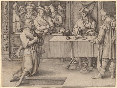 Giuseppe Interpreta i Sogni del Faraone da Lucas van Leyden