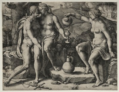 Lot e le sue figlie, 1530 da Lucas van Leyden