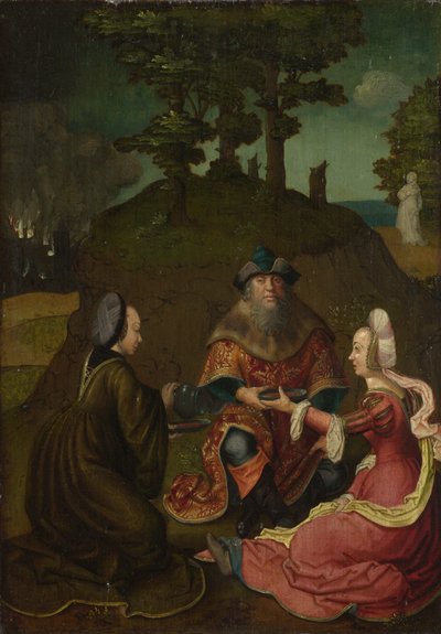 Le figlie di Lot fanno bere vino al loro padre da Lucas van, Leyden