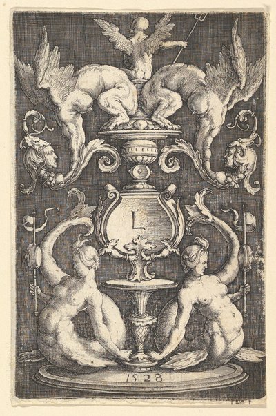 Pannello ornamentale con due sirene da Lucas van Leyden