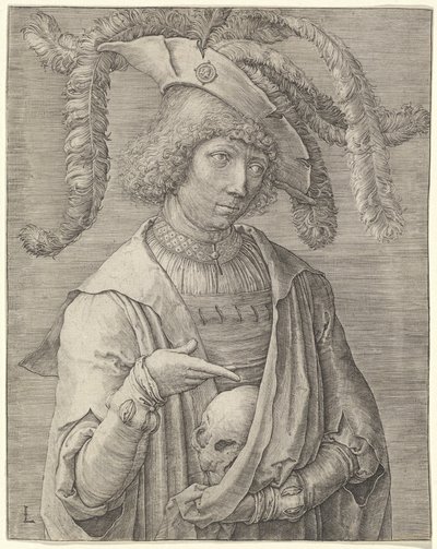Ritratto di un giovane con un teschio da Lucas van Leyden