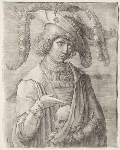 Ritratto di un giovane con un teschio da Lucas van Leyden