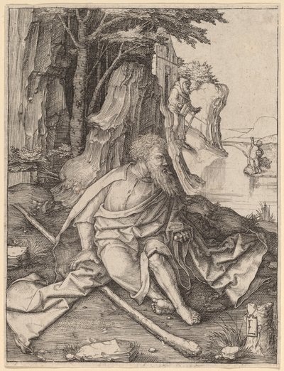 San Cristoforo al confine di un fiume da Lucas van Leyden