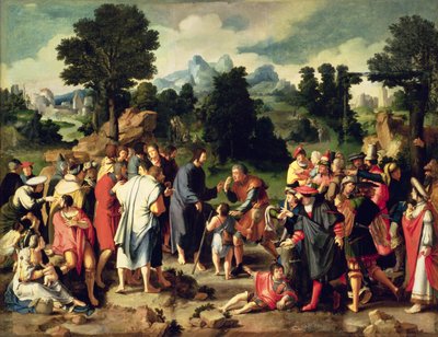 La guarigione del cieco di Gerico, pannello centrale del trittico, 1531 da Lucas van Leyden
