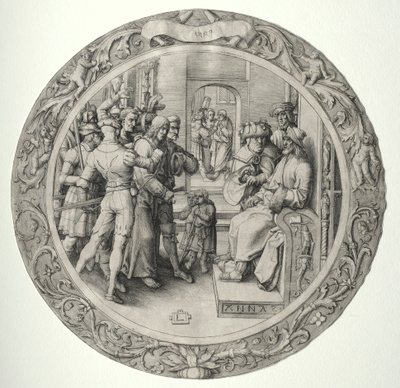 La Passione Rotonda: Cristo davanti al Sommo Sacerdote da Lucas van Leyden