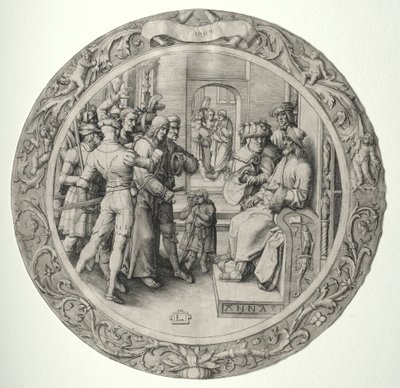 La Passione Rotonda: Cristo davanti al Sommo Sacerdote, 1509 da Lucas van Leyden