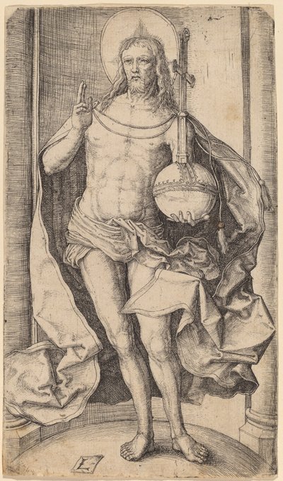 Il Salvatore in Piedi con il Globo e la Croce nella Mano Sinistra da Lucas van Leyden