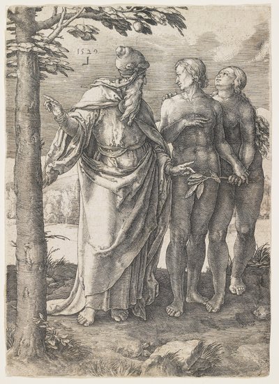 La storia di Adamo ed Eva: Il primo divieto da Lucas van Leyden