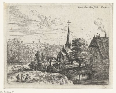Villaggio situato lungo un fiume (Piccoli paesaggi, serie) da Lucas van Uden