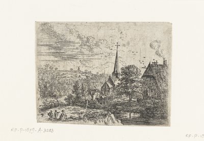 Villaggio situato lungo un fiume da Lucas van Uden