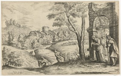 Paesaggio con la Sacra Famiglia e due levatrici da Lucas van Uden