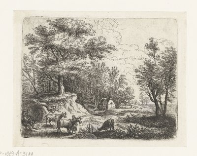 Paesaggio con tre mucche e una donna da Lucas van Uden