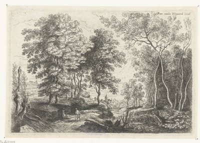 Paesaggio con un ruscello attraverso un bosco da Lucas van Uden
