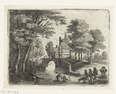 Paesaggio con un fiume, un ponte e cavalieri Piccoli paesaggi (titolo della serie) da Lucas van Uden