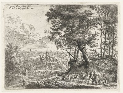 Paesaggio con in lontananza una villa da Lucas van Uden