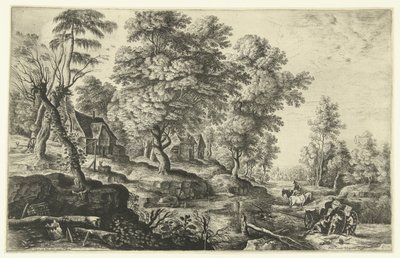 Paesaggio con uomini che spingono un carro da Lucas van Uden