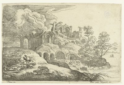 Rovine presso un lago da Lucas van Uden