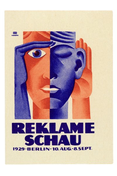 Reklameschau: Poster per la mostra pubblicitaria tenutasi a Berlino tra il 10 agosto e l