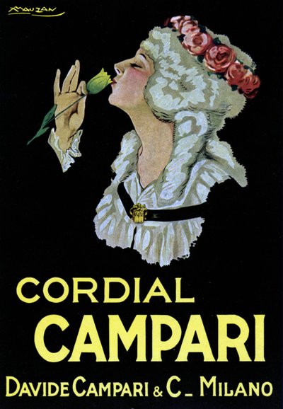 Poster pubblicitario per il Cordial Campari. Davide Campari & C. Milano 1921 da Luciano Achille Mauzan