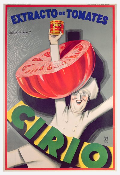 Poster pubblicitario per i pomodori in scatola 
