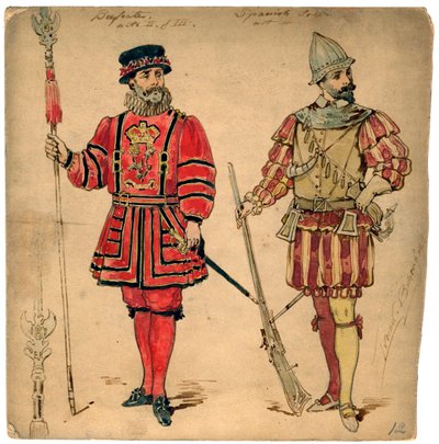 Beefeater e soldato spagnolo, XIX secolo da Lucien Besche
