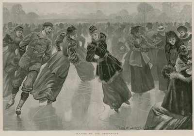 Pattinaggio sulla Serpentine, Hyde Park, Londra (incisione) da Lucien Davis