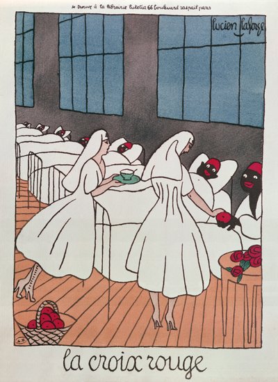 Infermieri della Croce Rossa che assistono i soldati feriti durante la Prima Guerra Mondiale, c.1915 da Lucien Laforge